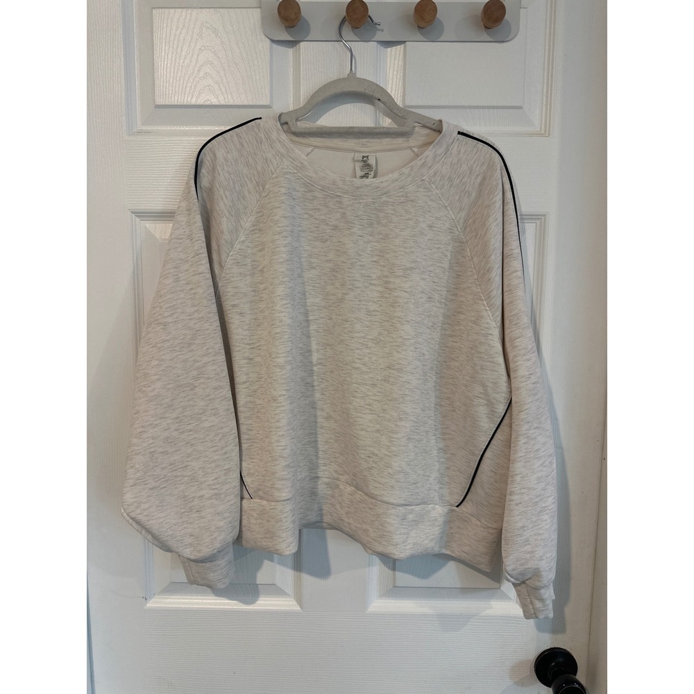 Member's Mark Womens Sandwash Crewneck Pullover Grey Heather Piping XXL NWT
